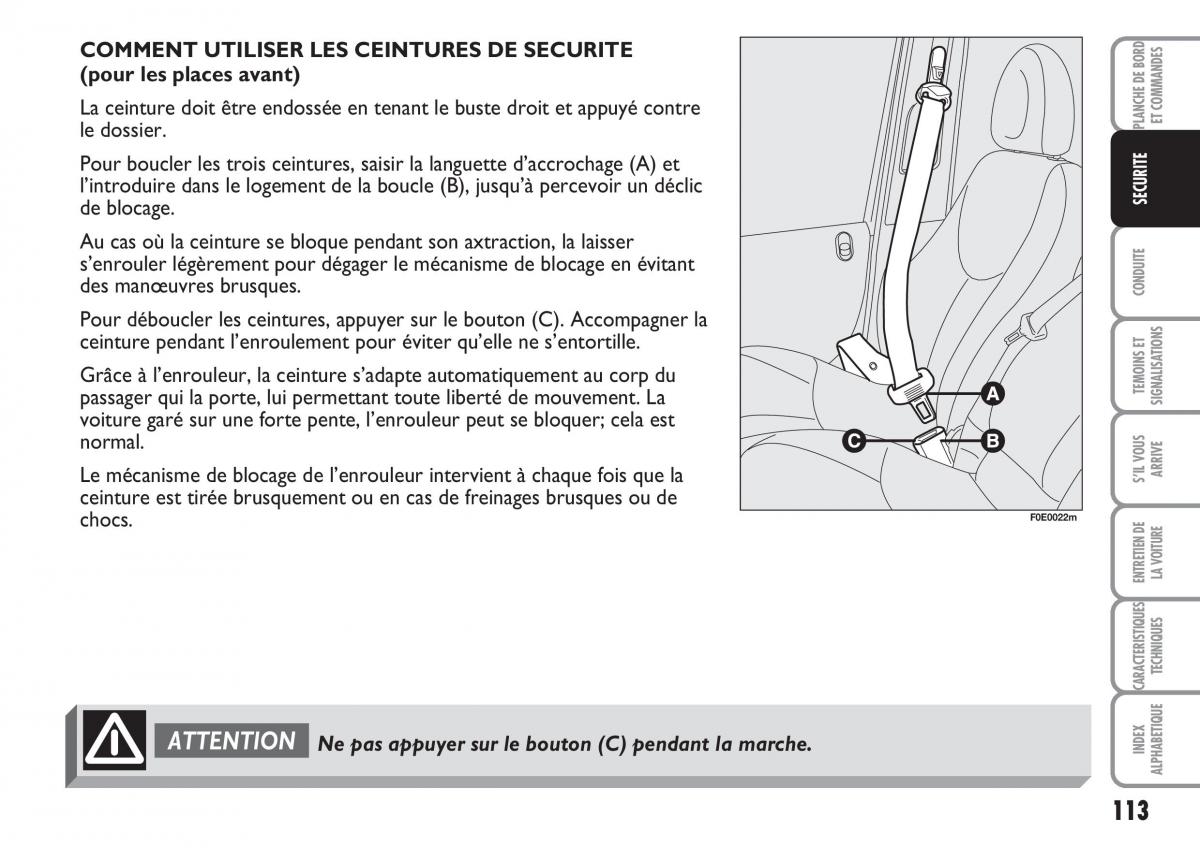 Fiat Multipla II 2 manuel du proprietaire / page 114