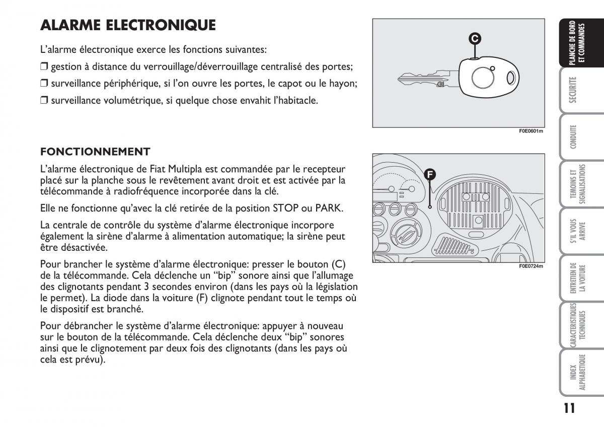 Fiat Multipla II 2 manuel du proprietaire / page 12