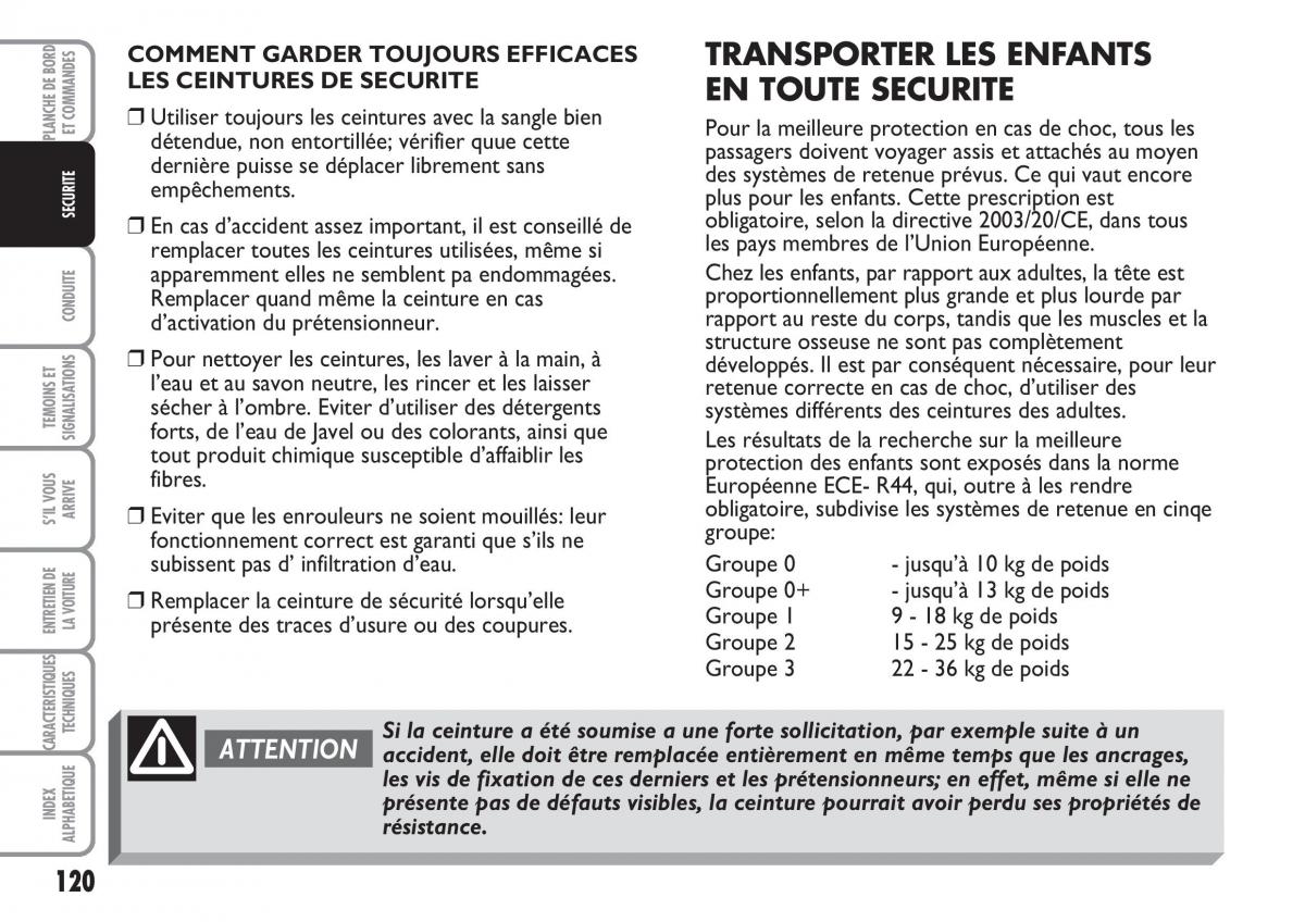 Fiat Multipla II 2 manuel du proprietaire / page 121