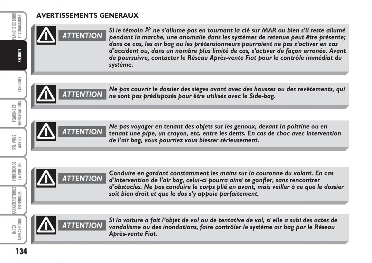 Fiat Multipla II 2 manuel du proprietaire / page 135