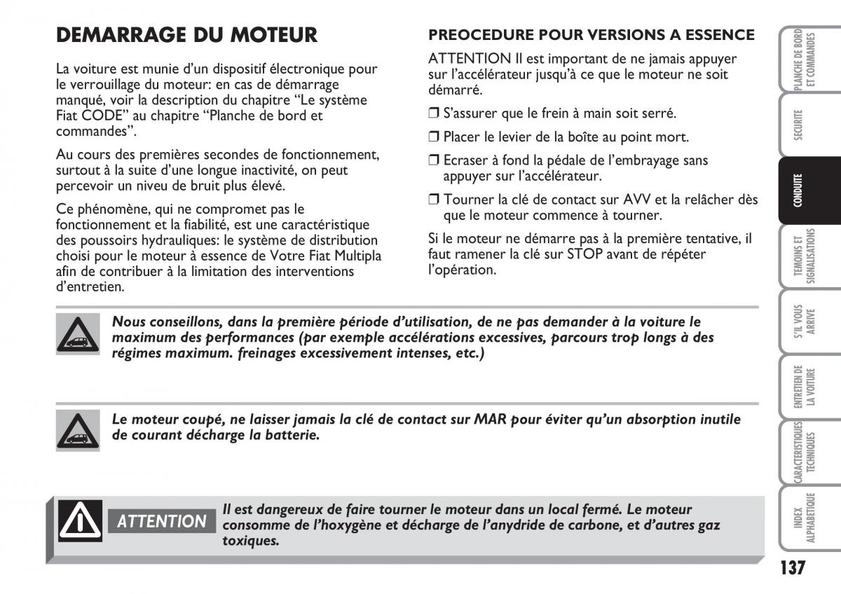 Fiat Multipla II 2 manuel du proprietaire / page 138