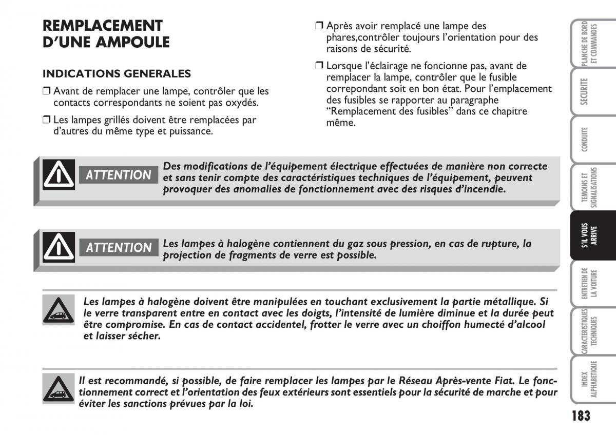 Fiat Multipla II 2 manuel du proprietaire / page 184