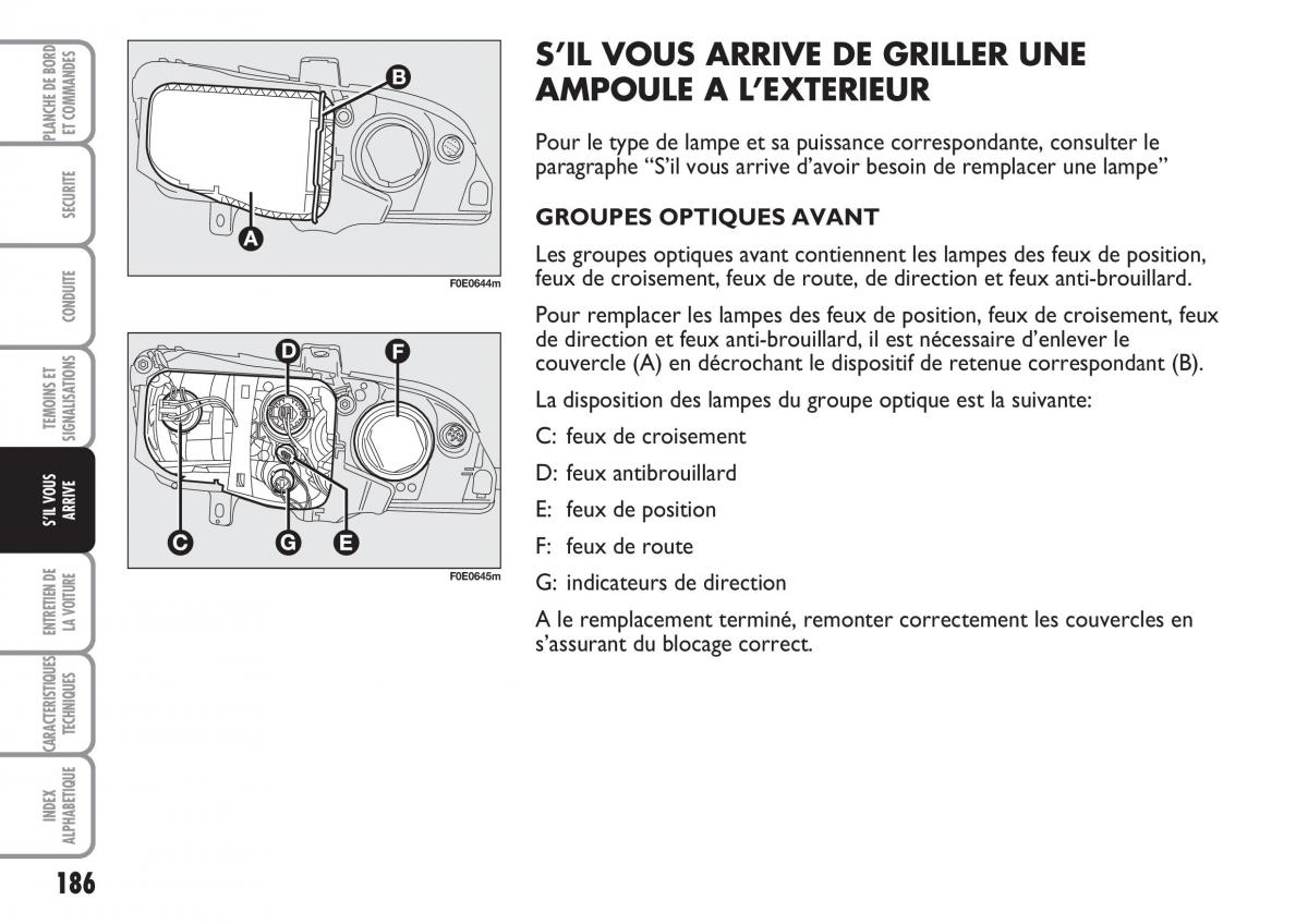 Fiat Multipla II 2 manuel du proprietaire / page 187