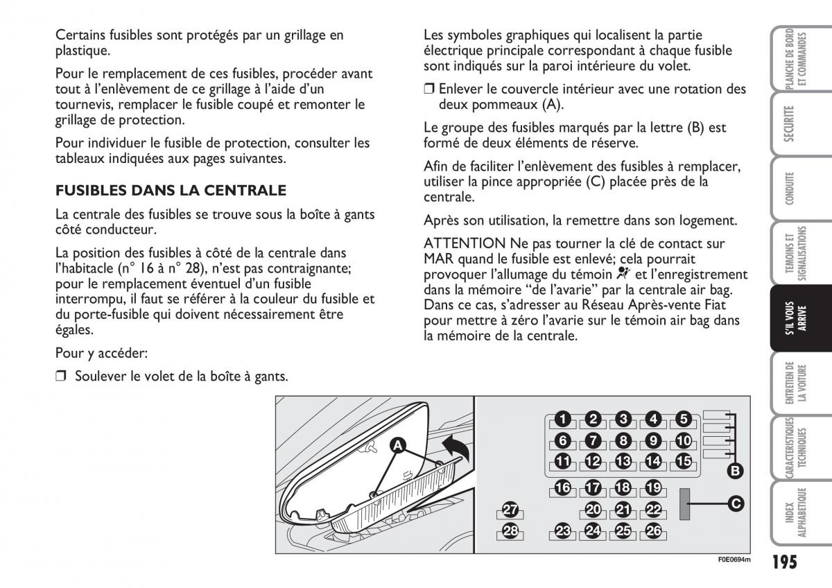 Fiat Multipla II 2 manuel du proprietaire / page 196