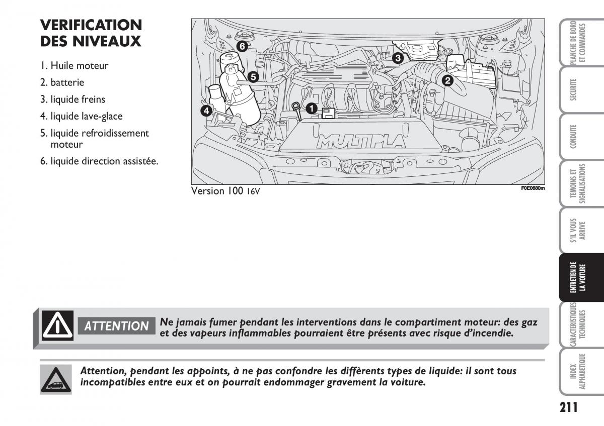 Fiat Multipla II 2 manuel du proprietaire / page 212