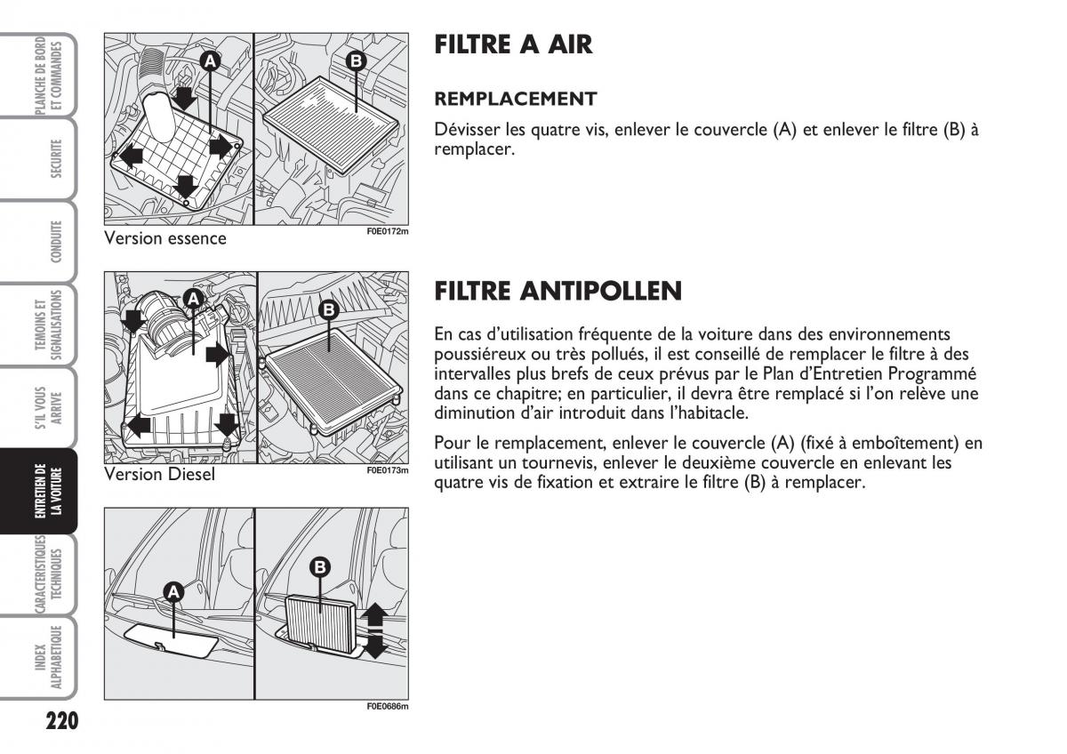 Fiat Multipla II 2 manuel du proprietaire / page 221