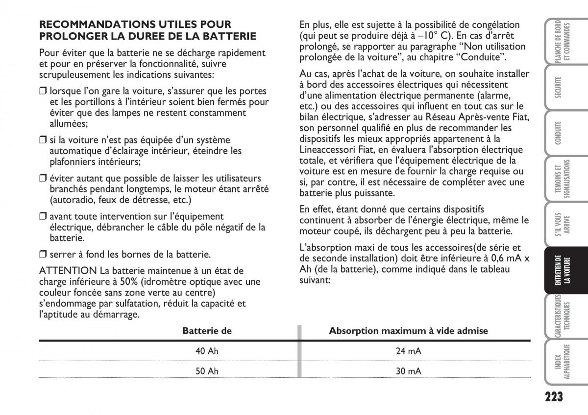 Fiat Multipla II 2 manuel du proprietaire / page 224