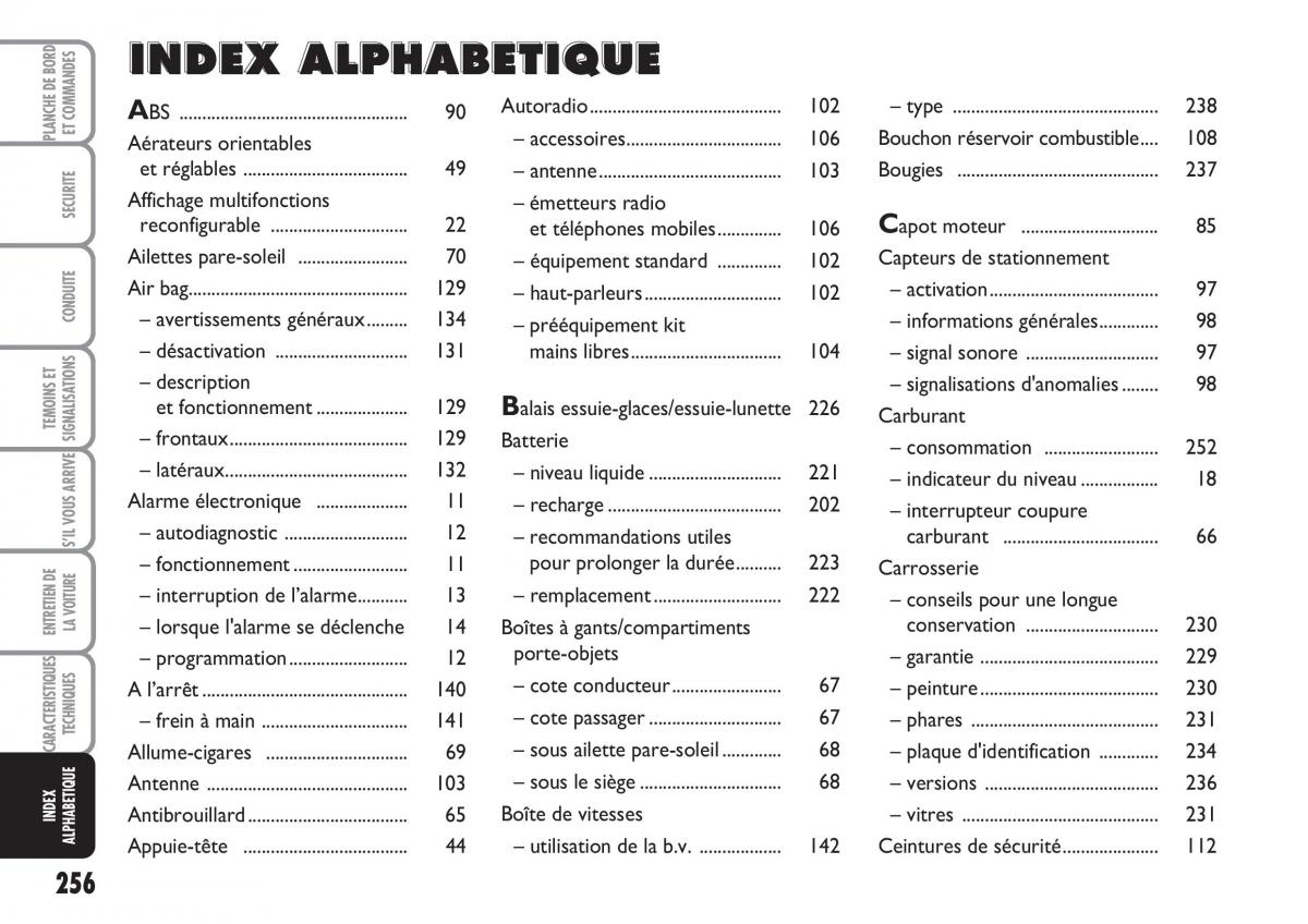 Fiat Multipla II 2 manuel du proprietaire / page 257