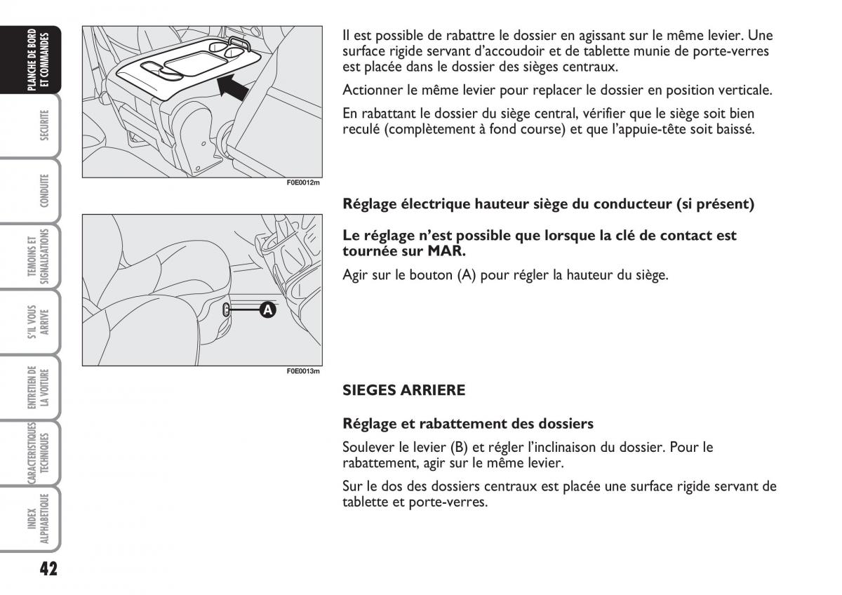 Fiat Multipla II 2 manuel du proprietaire / page 43