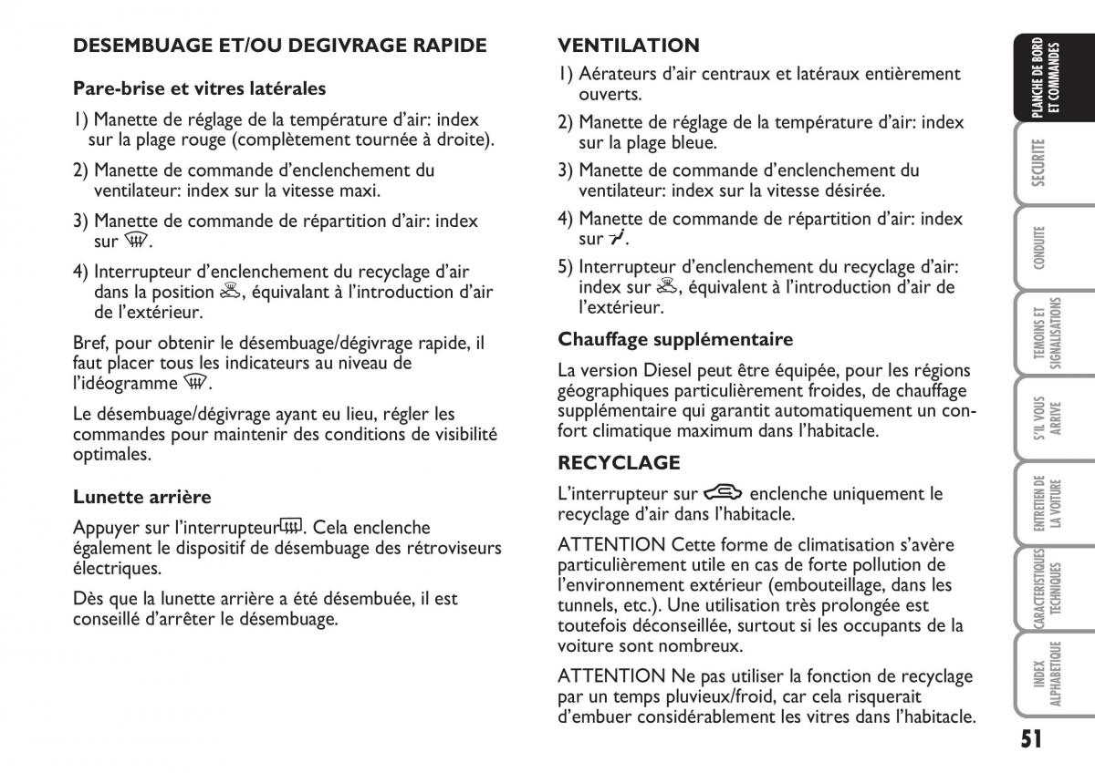 Fiat Multipla II 2 manuel du proprietaire / page 52