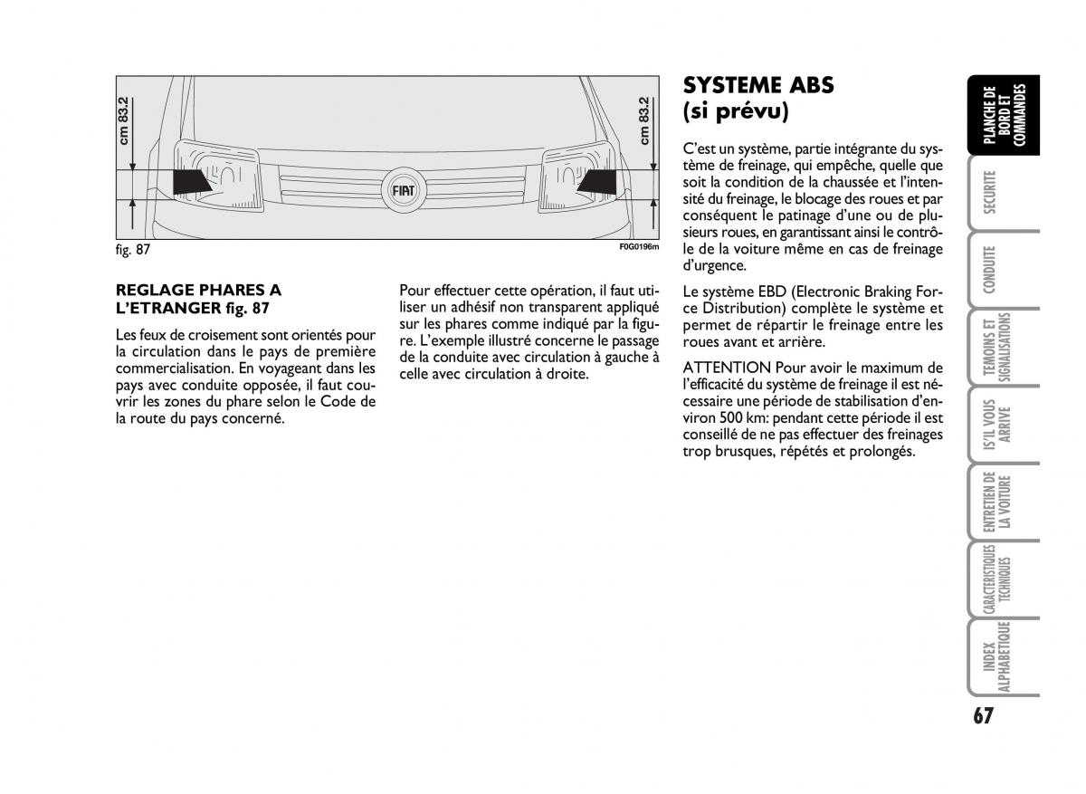 Fiat Panda I 1 manuel du proprietaire / page 69