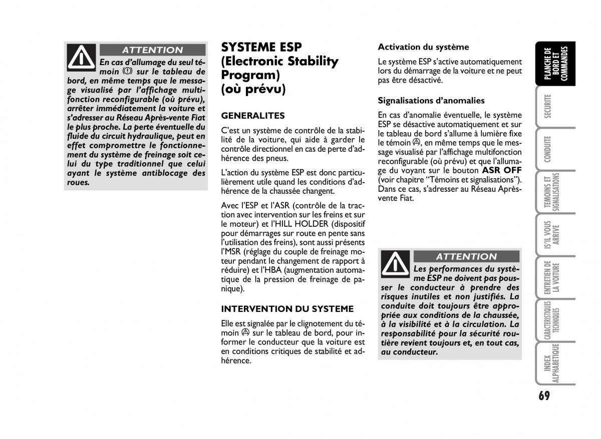 Fiat Panda I 1 manuel du proprietaire / page 71