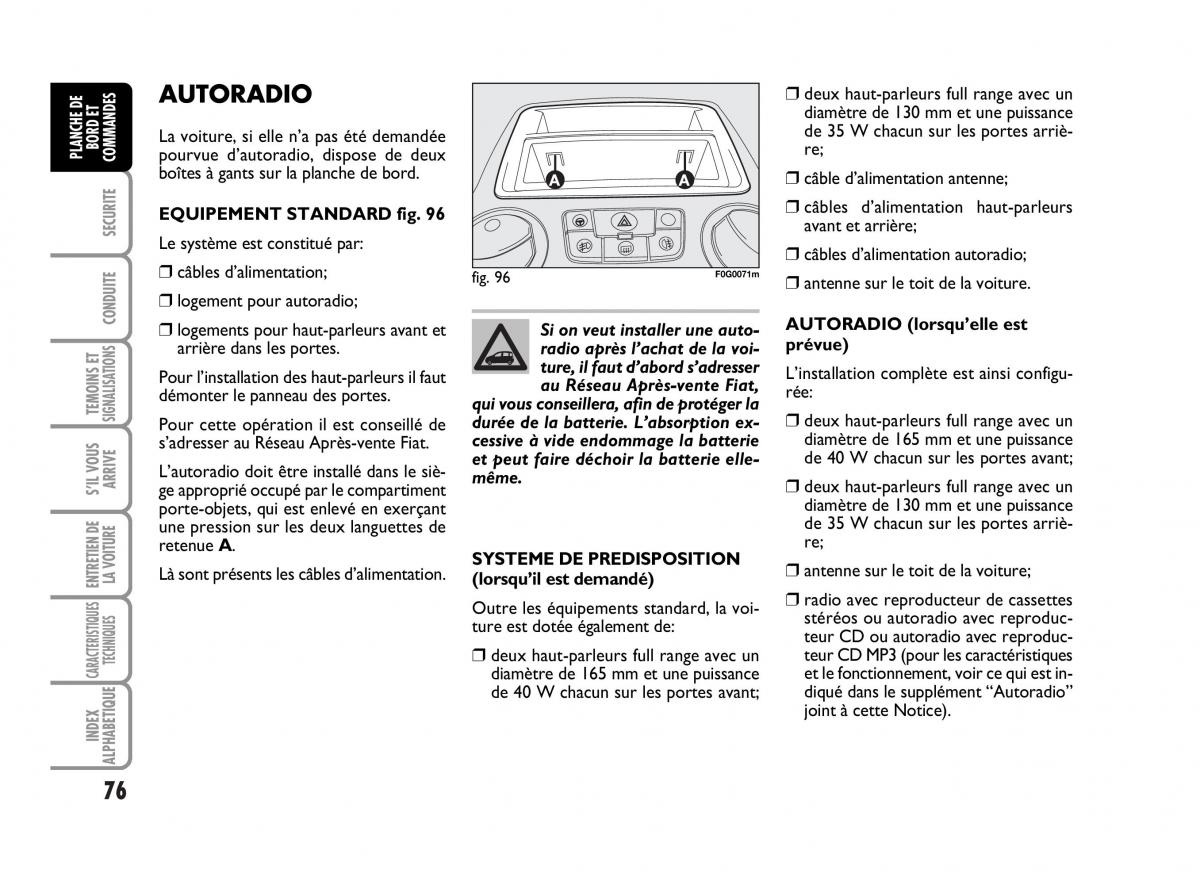 Fiat Panda I 1 manuel du proprietaire / page 78