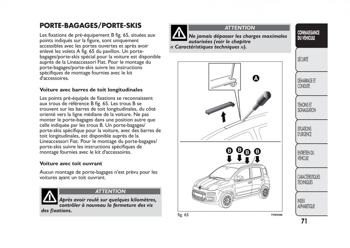 Fiat Panda II 2 manuel du proprietaire / page 75