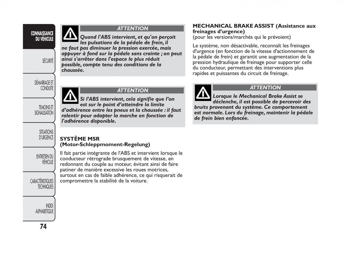 Fiat Panda II 2 manuel du proprietaire / page 78