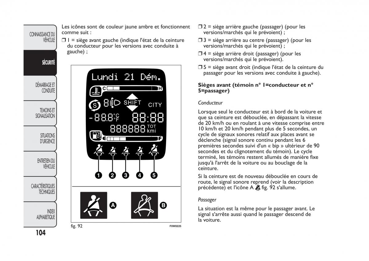 Fiat Panda II 2 manuel du proprietaire / page 108