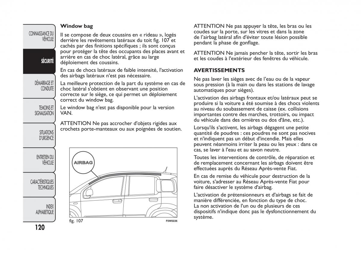 Fiat Panda II 2 manuel du proprietaire / page 124