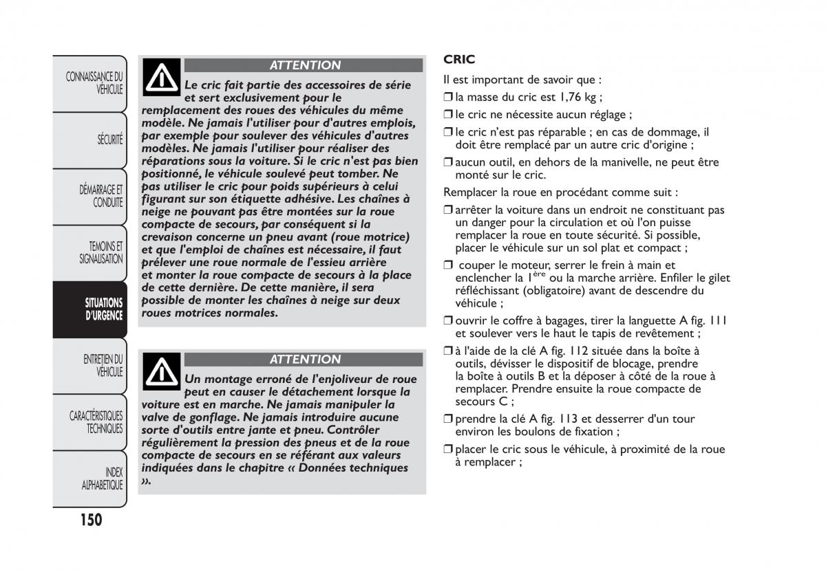 Fiat Panda II 2 manuel du proprietaire / page 154