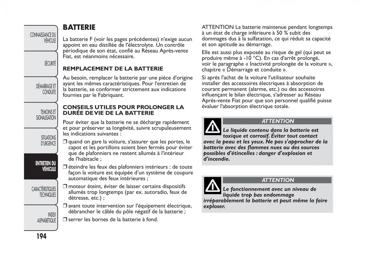 Fiat Panda II 2 manuel du proprietaire / page 198