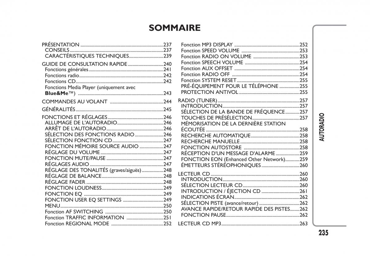 Fiat Panda II 2 manuel du proprietaire / page 239