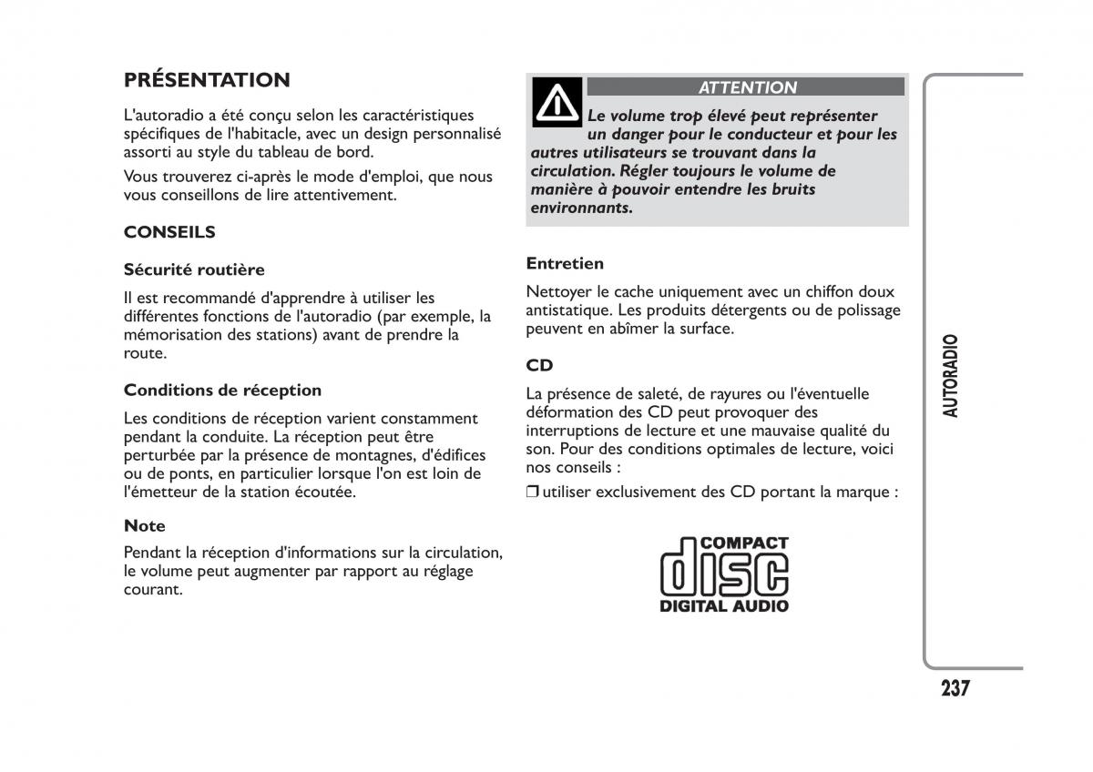 Fiat Panda II 2 manuel du proprietaire / page 241