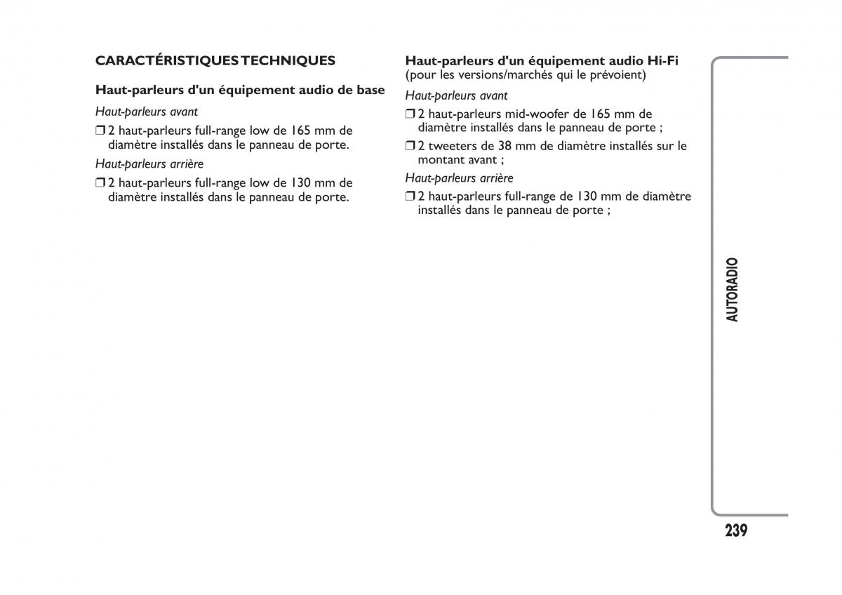 Fiat Panda II 2 manuel du proprietaire / page 243