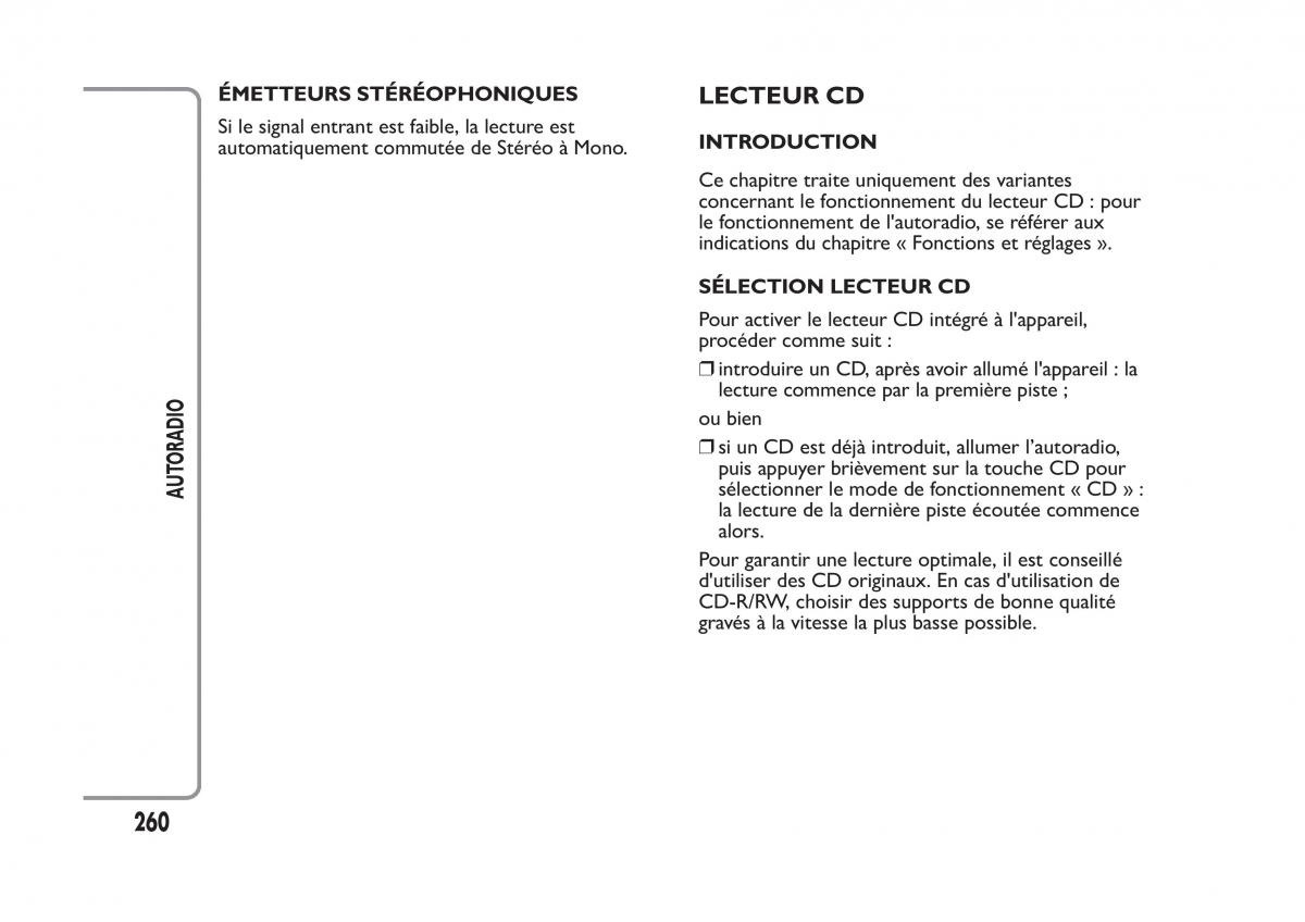 Fiat Panda II 2 manuel du proprietaire / page 264