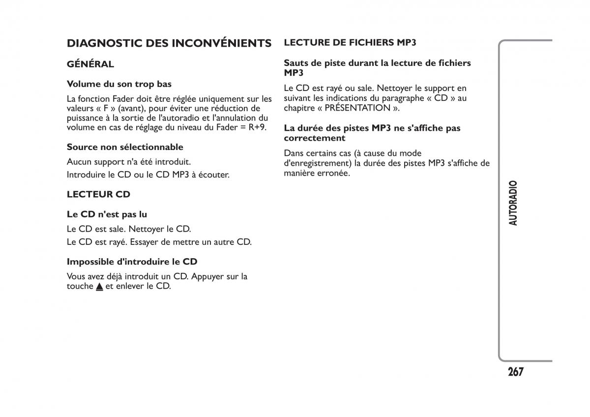 Fiat Panda II 2 manuel du proprietaire / page 271