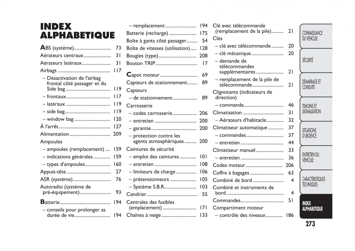 Fiat Panda II 2 manuel du proprietaire / page 277