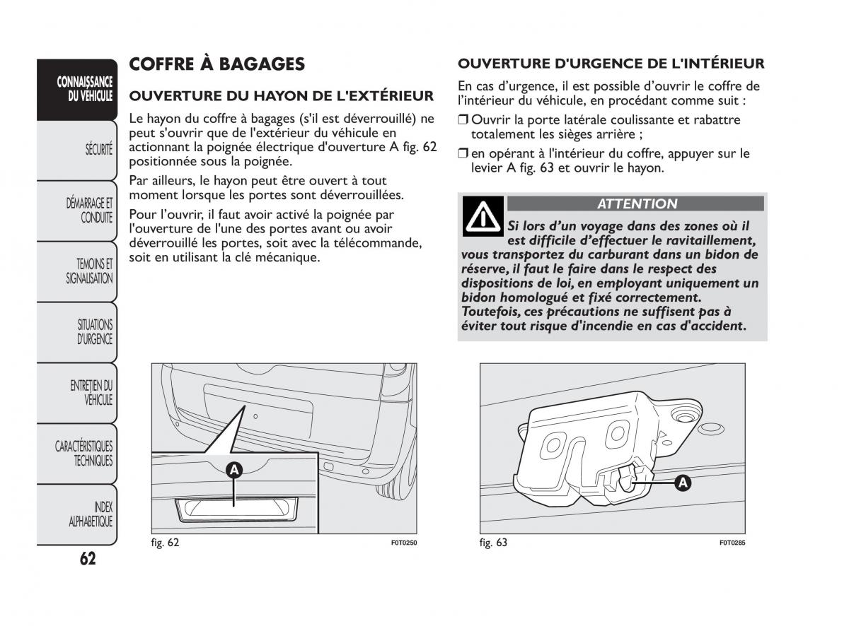 Fiat Qubo manuel du proprietaire / page 63