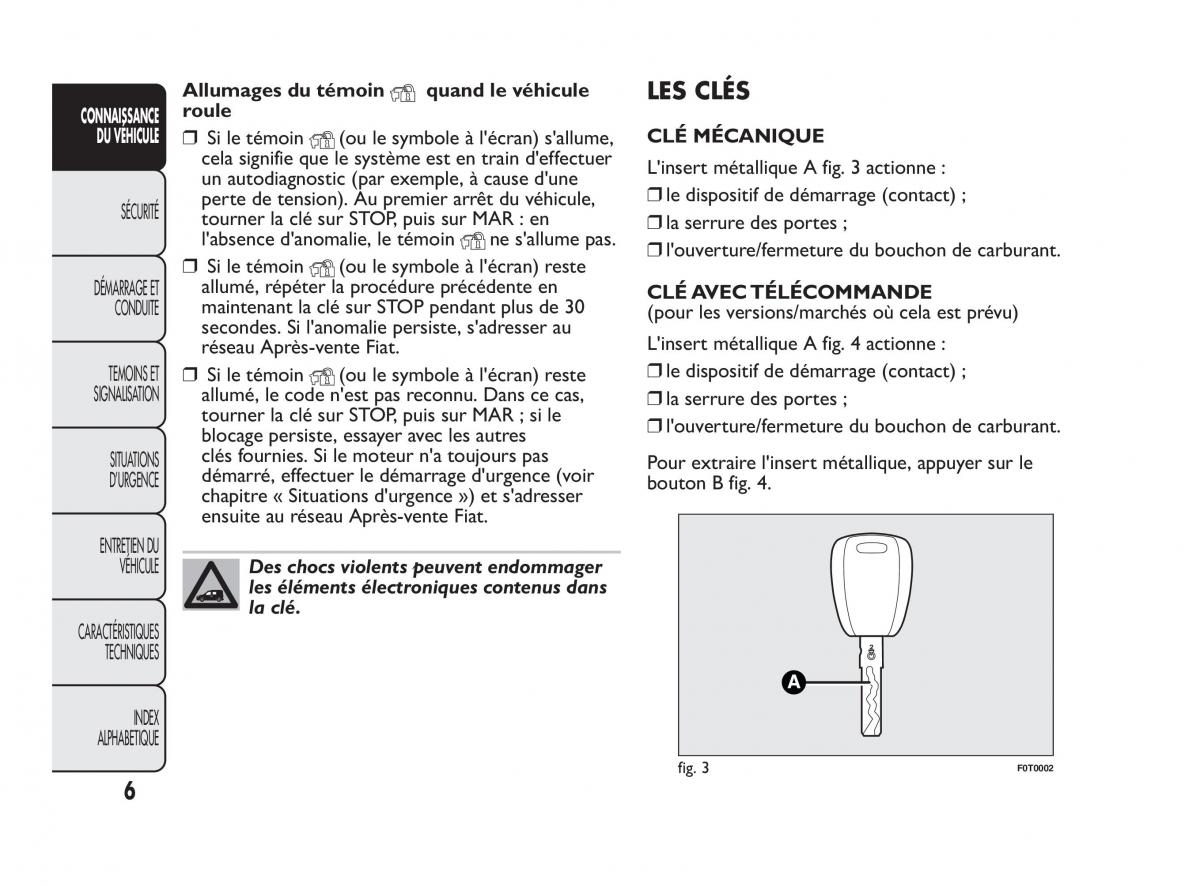 Fiat Qubo manuel du proprietaire / page 7