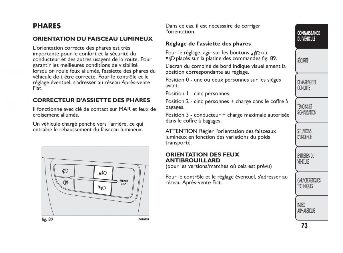 Fiat Qubo manuel du proprietaire / page 74