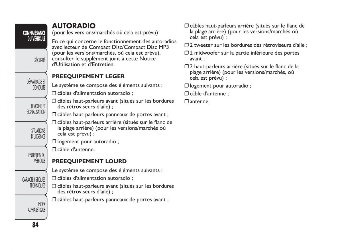 Fiat Qubo manuel du proprietaire / page 85