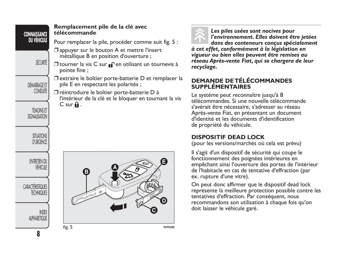 Fiat Qubo manuel du proprietaire / page 9