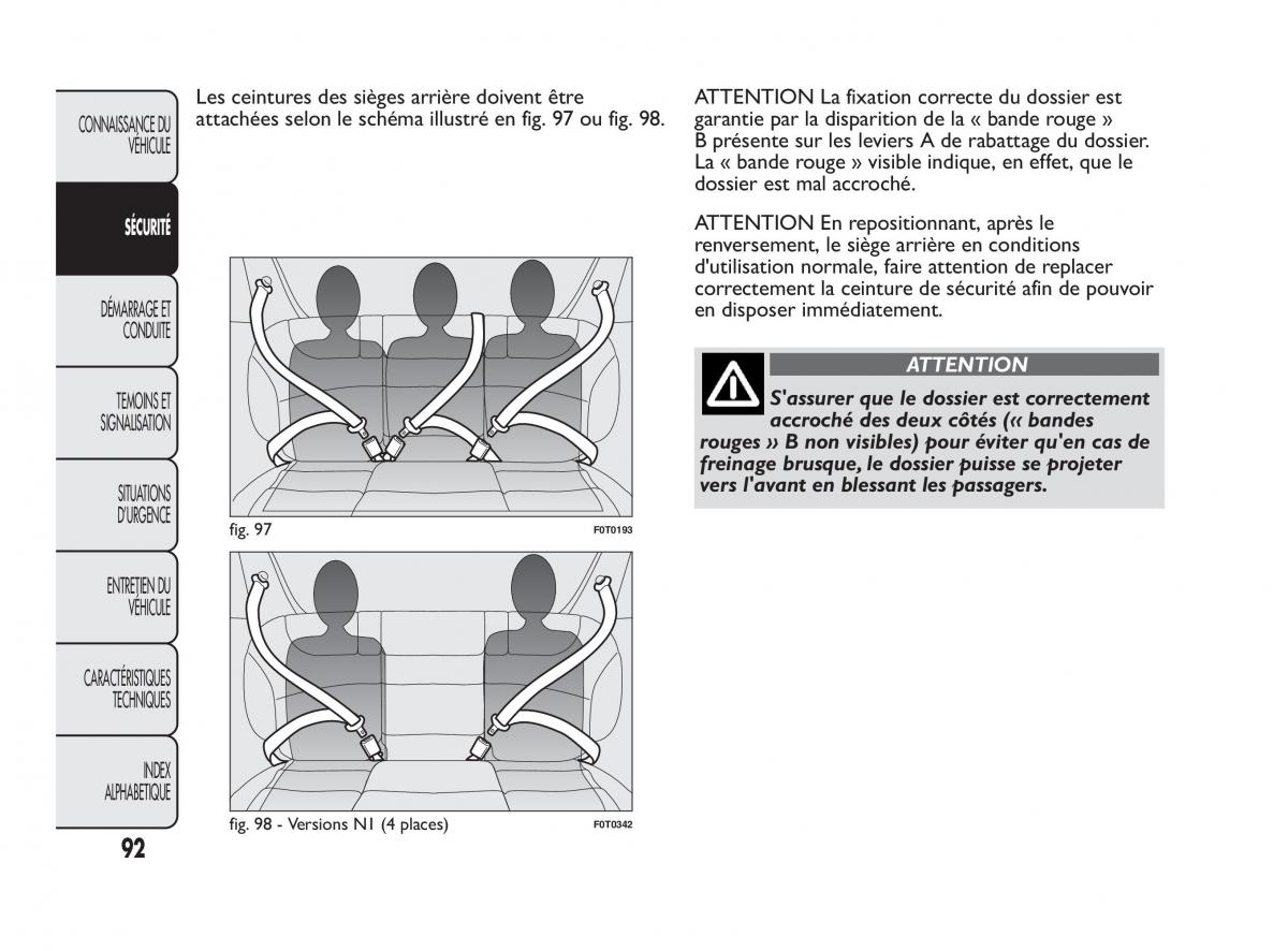 Fiat Qubo manuel du proprietaire / page 93