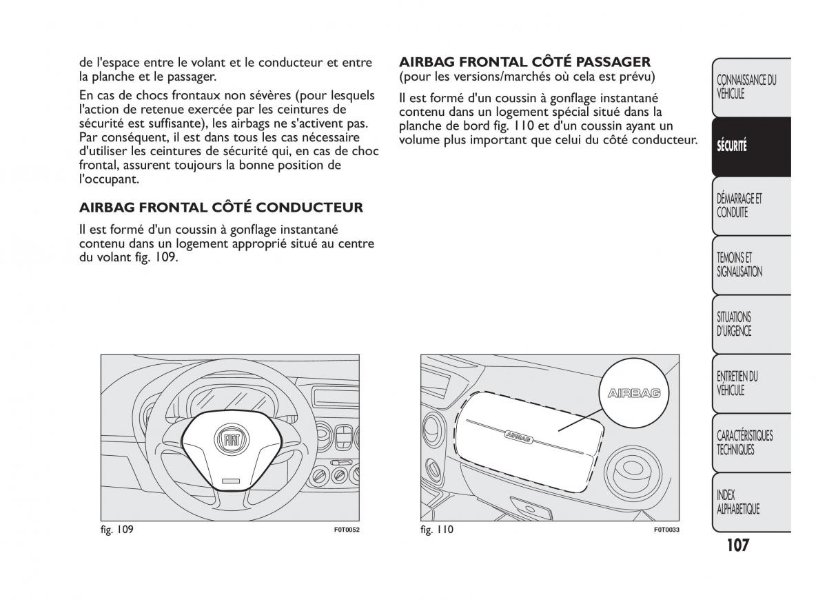 Fiat Qubo manuel du proprietaire / page 108