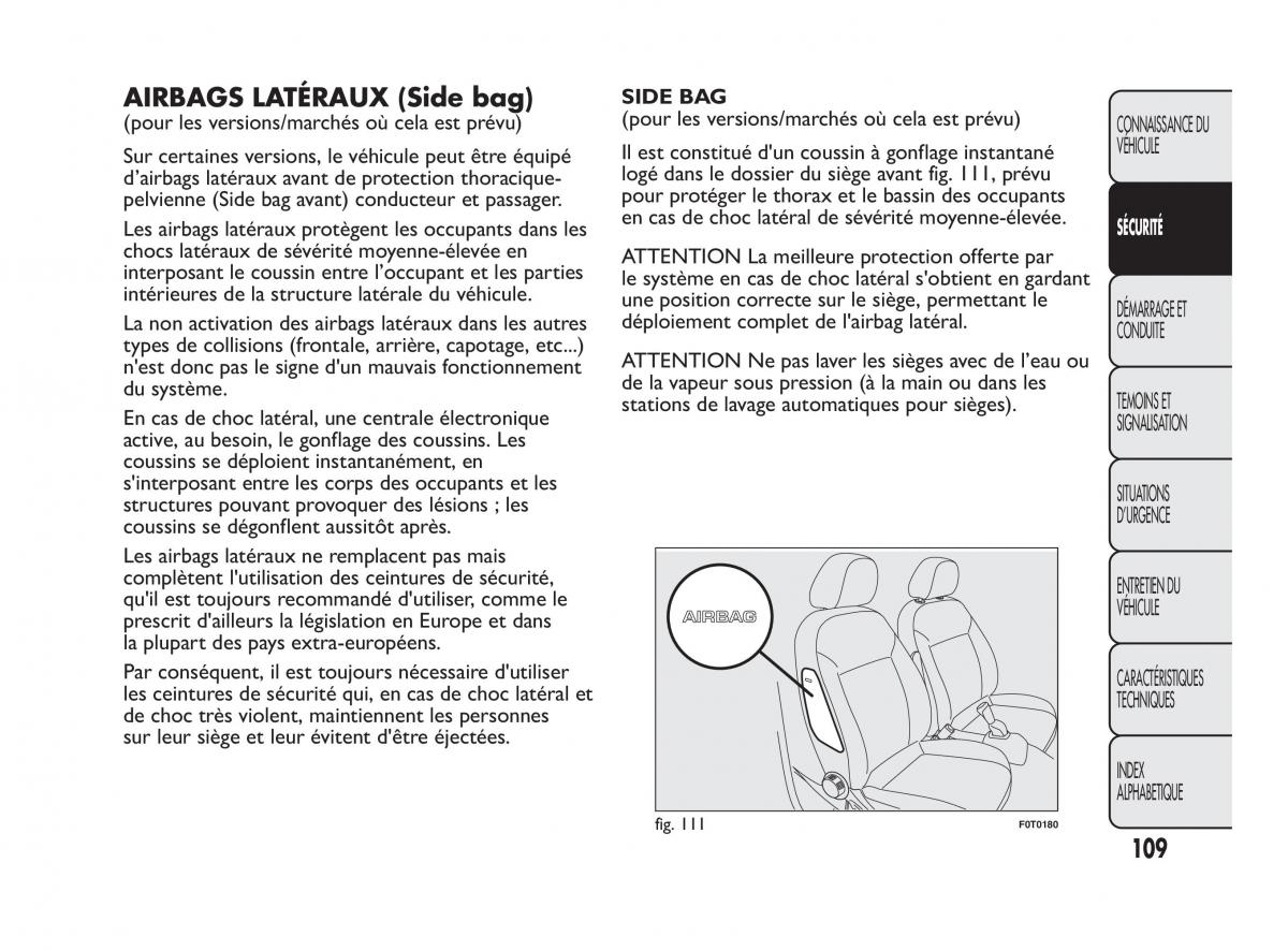 Fiat Qubo manuel du proprietaire / page 110