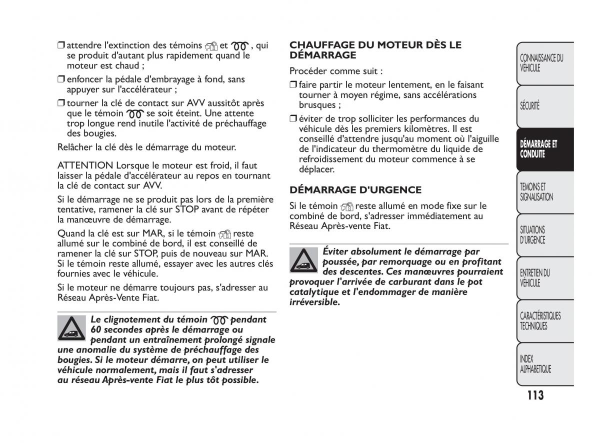 Fiat Qubo manuel du proprietaire / page 114