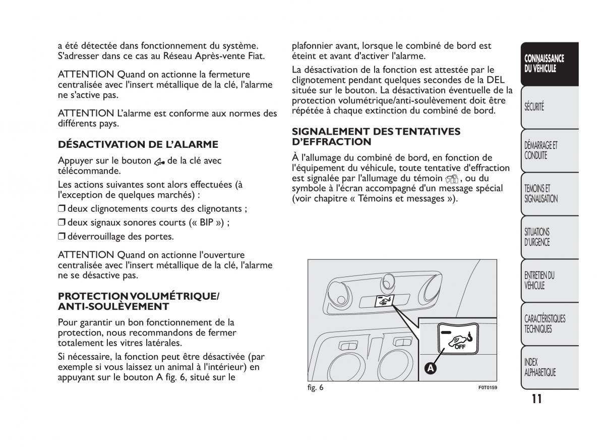 Fiat Qubo manuel du proprietaire / page 12