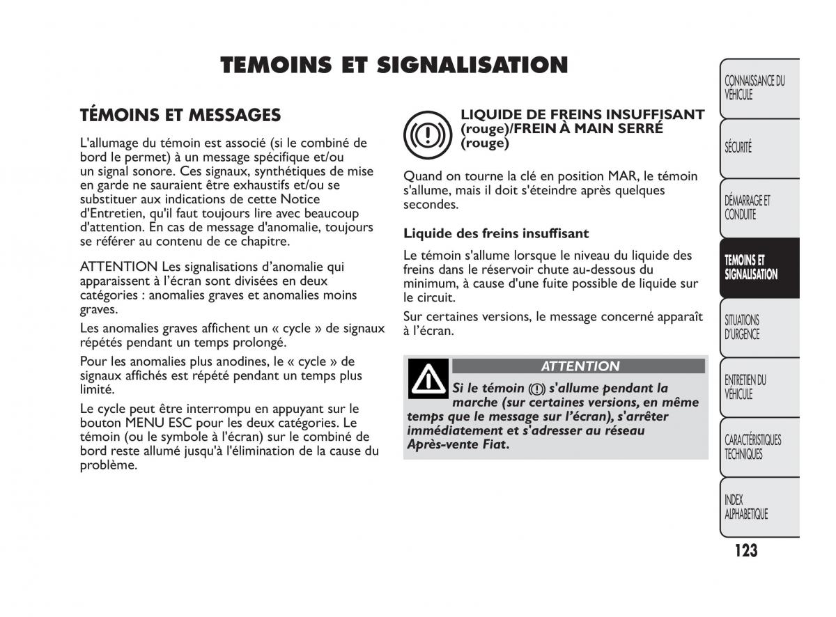 Fiat Qubo manuel du proprietaire / page 124