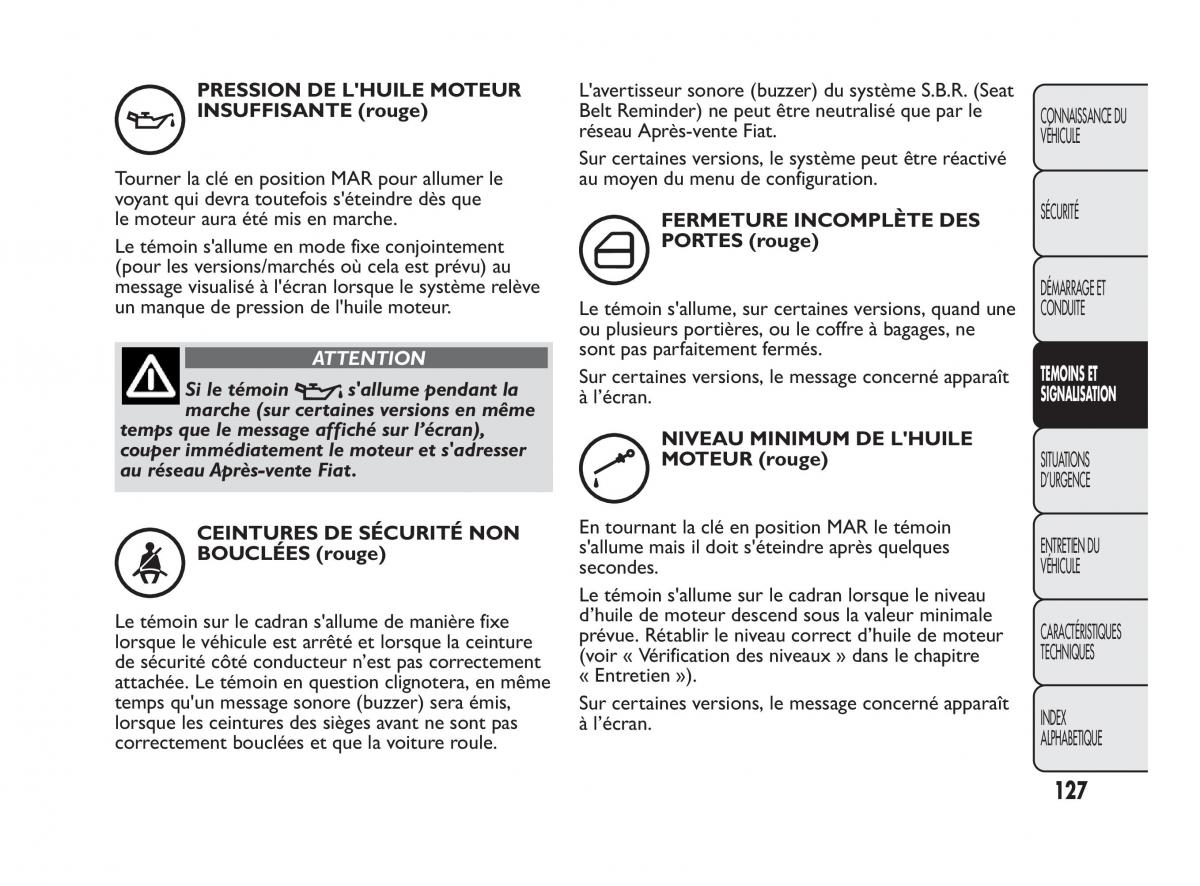 Fiat Qubo manuel du proprietaire / page 128