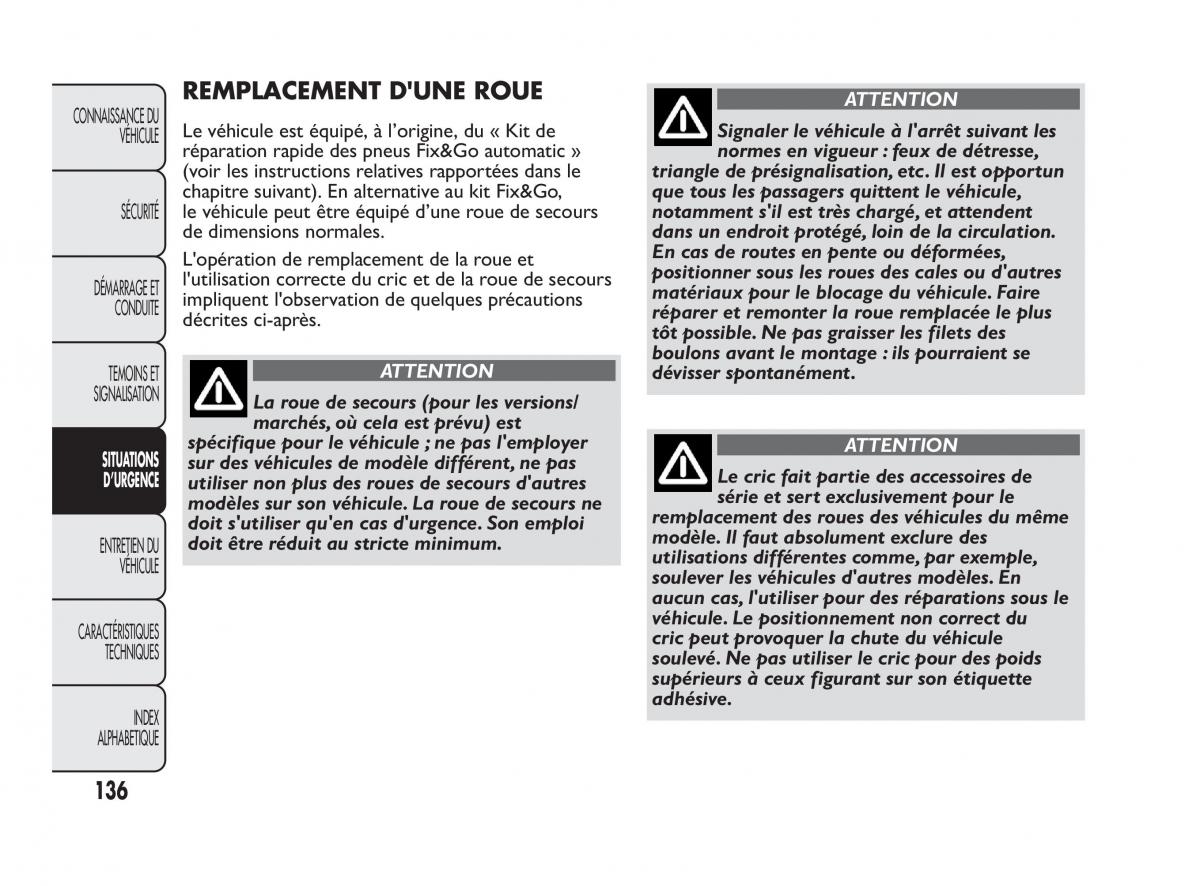 Fiat Qubo manuel du proprietaire / page 137