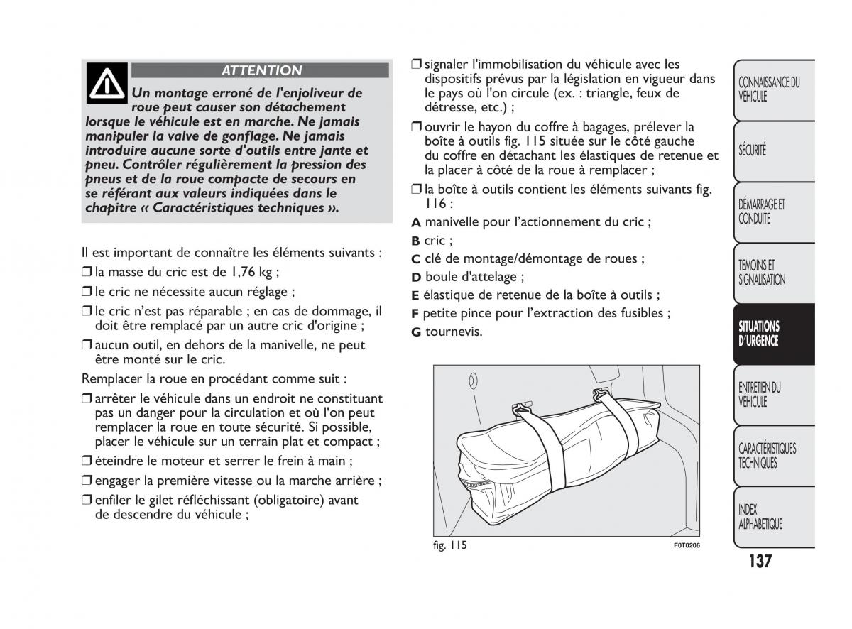 Fiat Qubo manuel du proprietaire / page 138