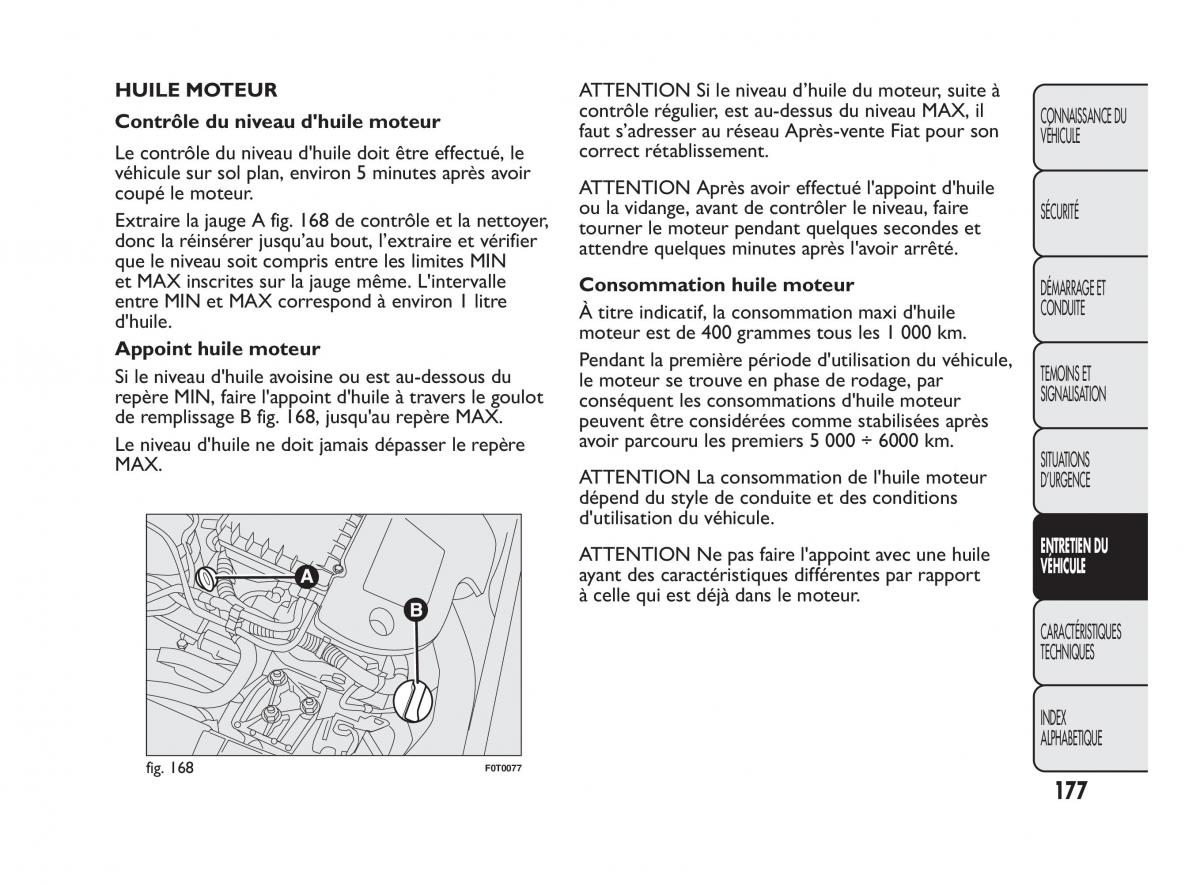 Fiat Qubo manuel du proprietaire / page 178