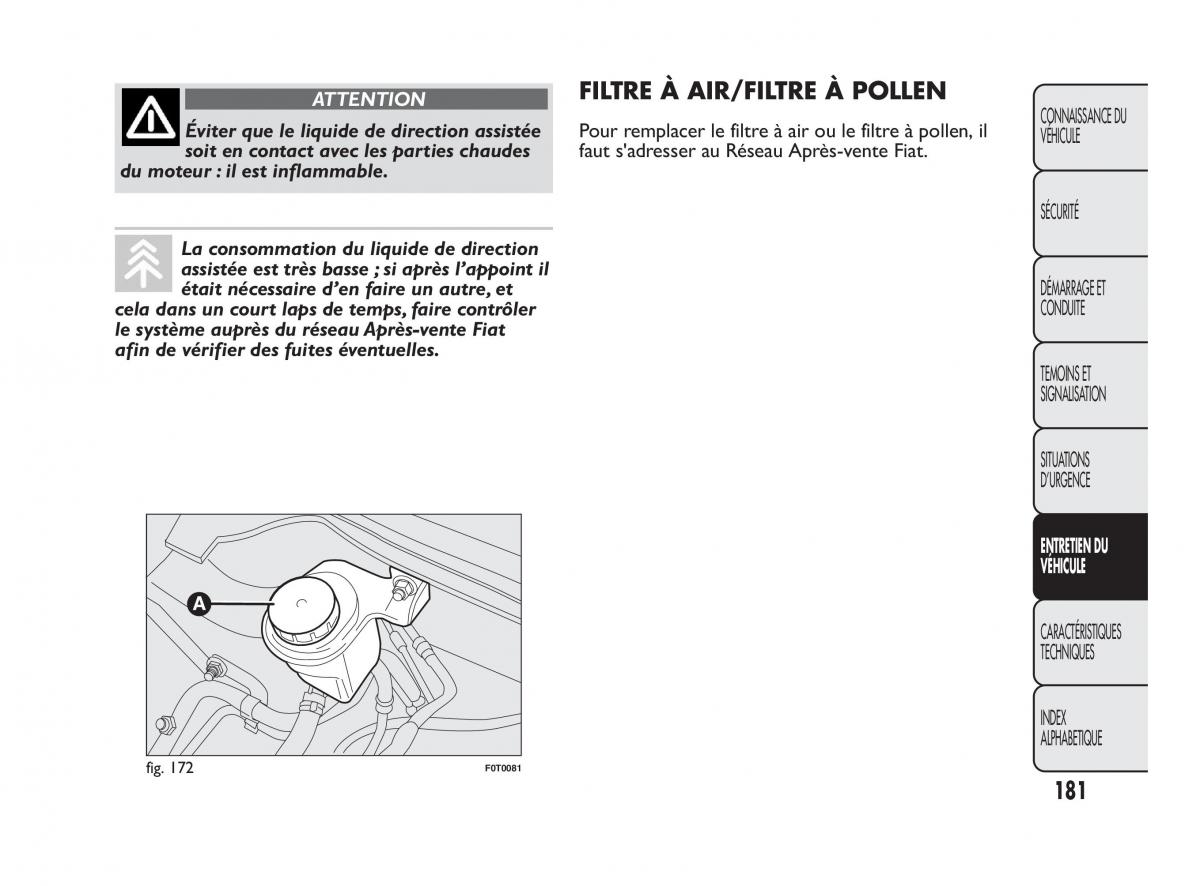 Fiat Qubo manuel du proprietaire / page 182