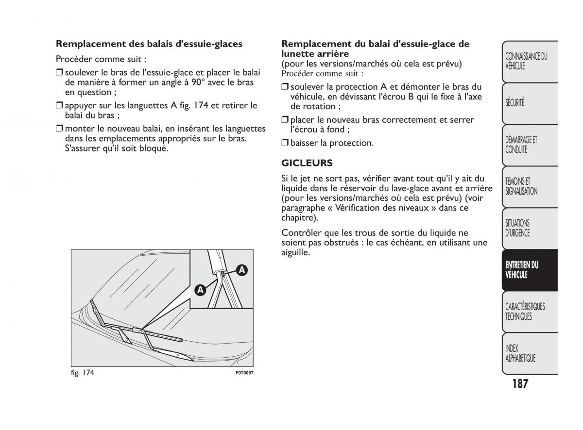 Fiat Qubo manuel du proprietaire / page 188