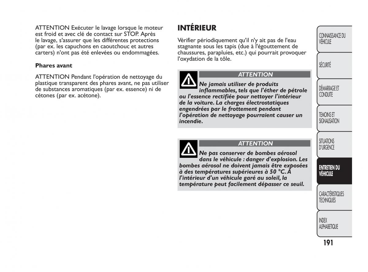 Fiat Qubo manuel du proprietaire / page 192