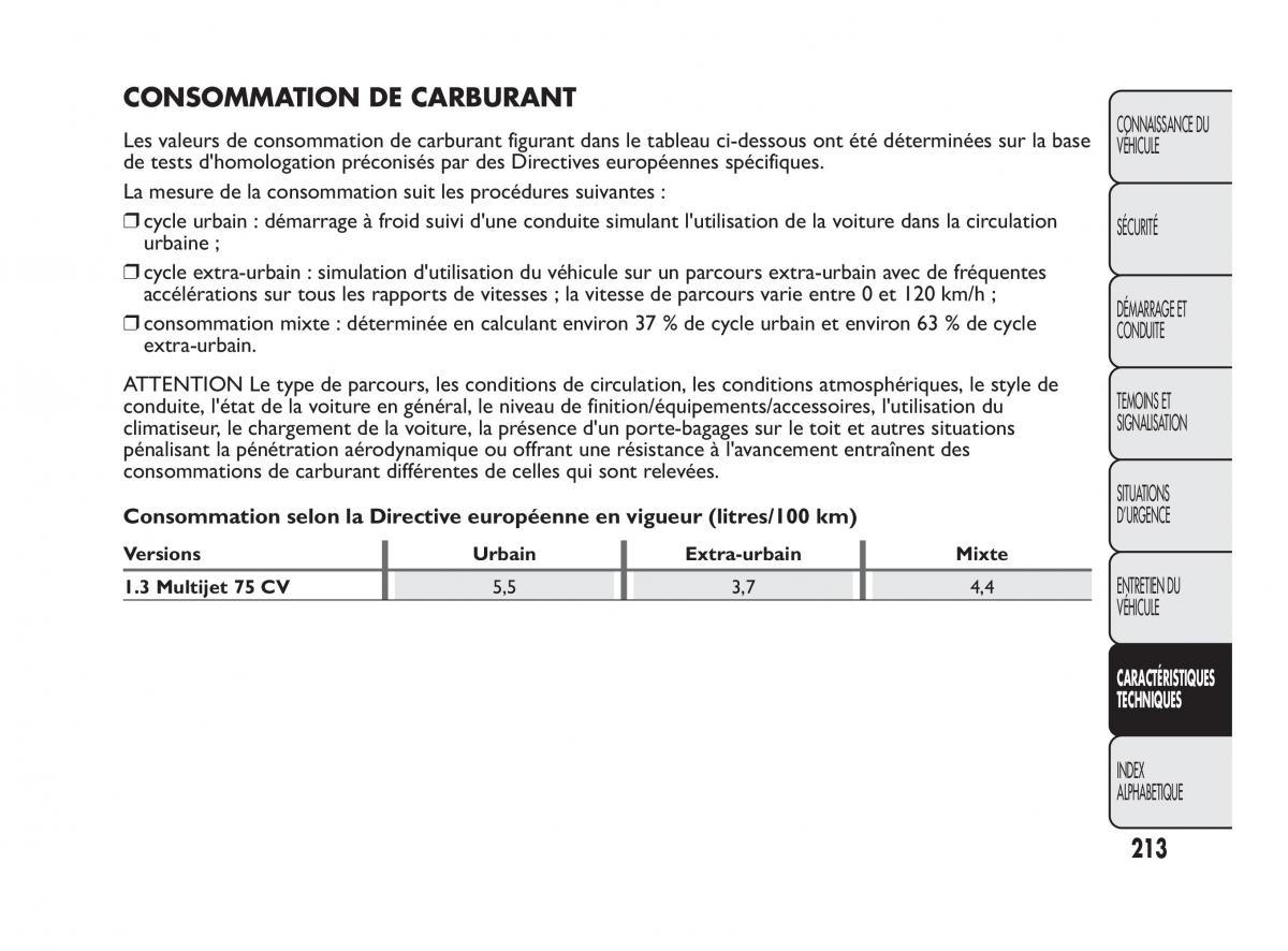 Fiat Qubo manuel du proprietaire / page 214