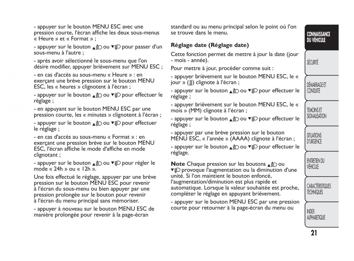 Fiat Qubo manuel du proprietaire / page 22