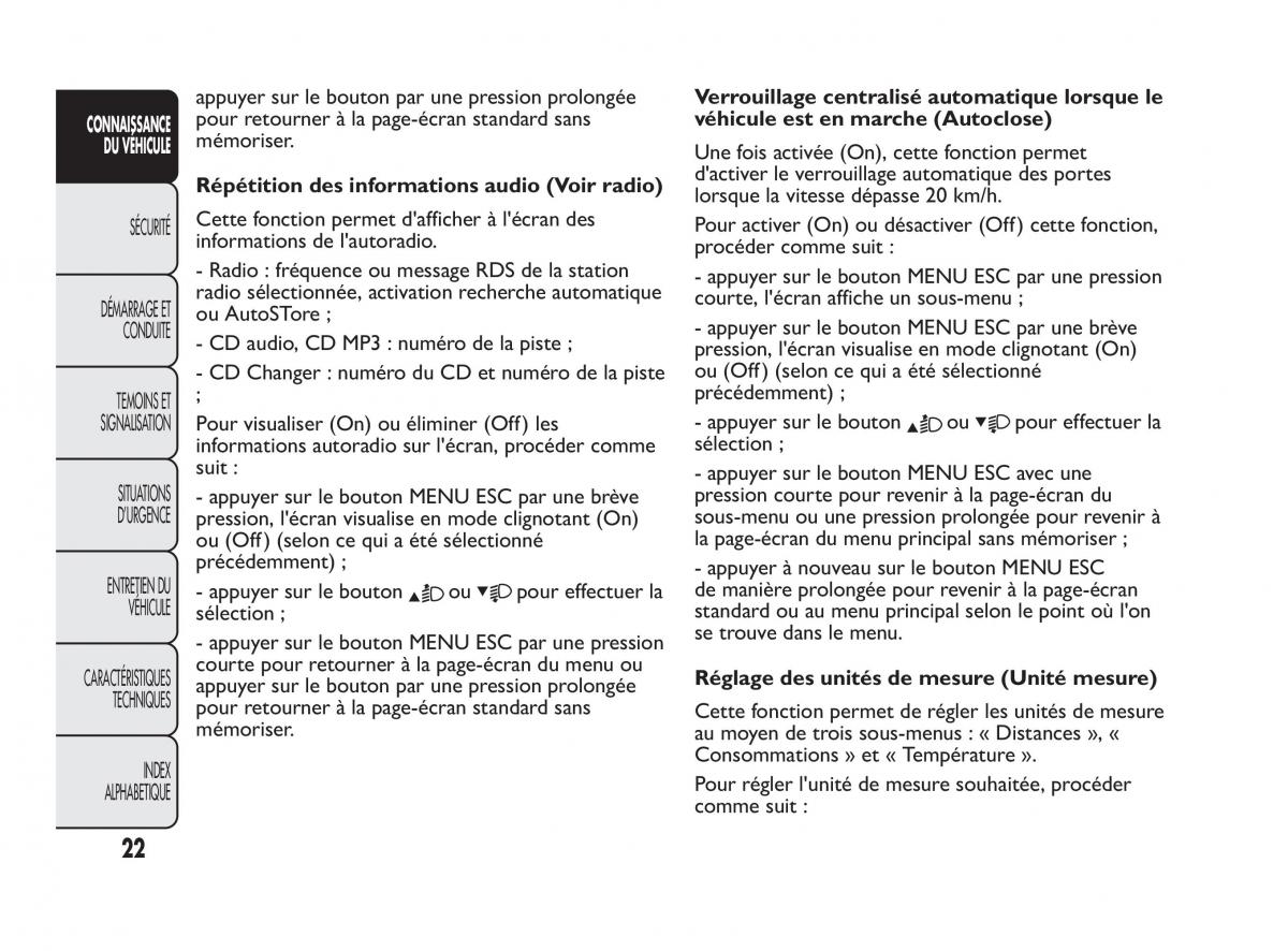 Fiat Qubo manuel du proprietaire / page 23